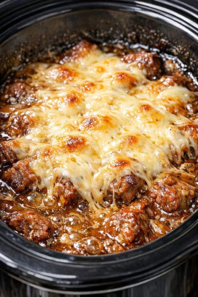 Slow Cooker Cheesy Beef Chunks - Cooking Recipes